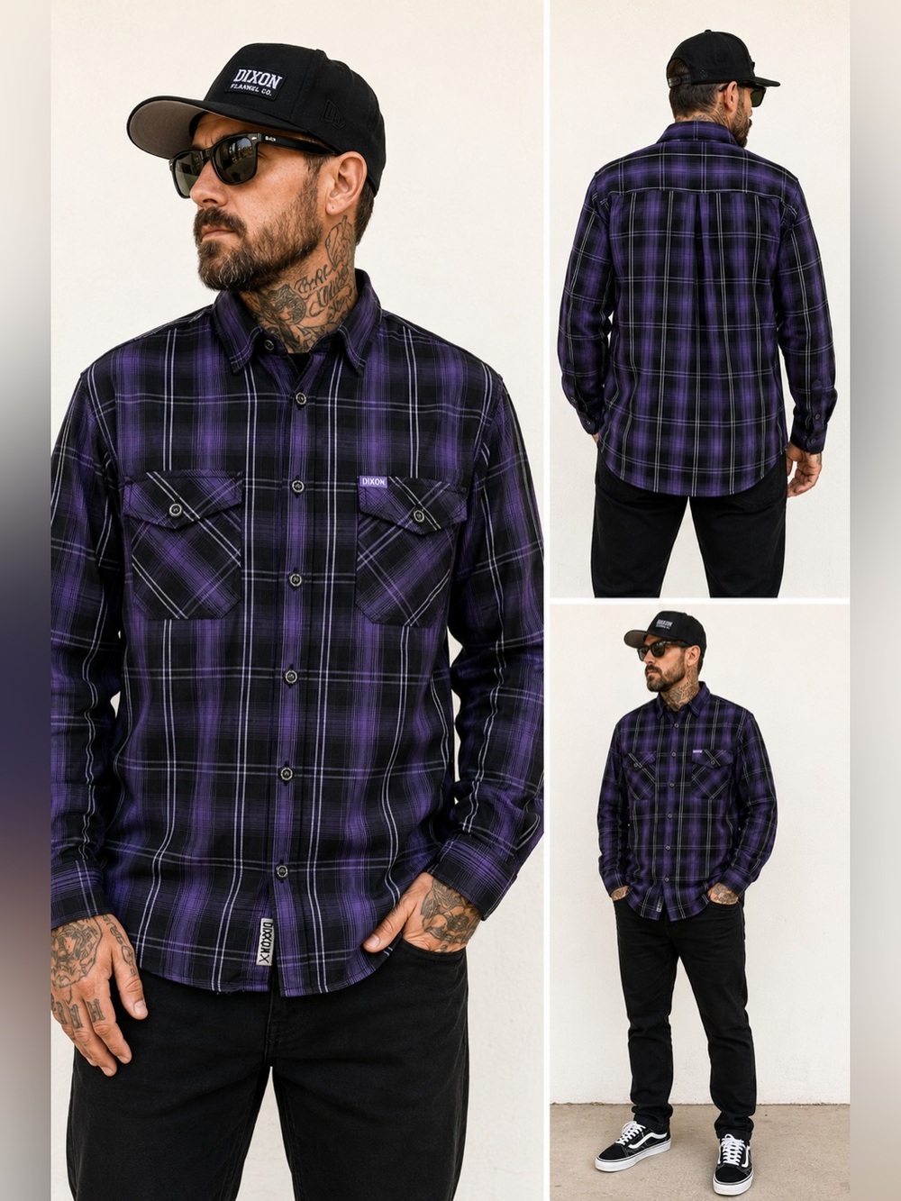 Dixxon Big League Bamboo Plaid Flannel Shirt Purple Black 2XL Button Up
